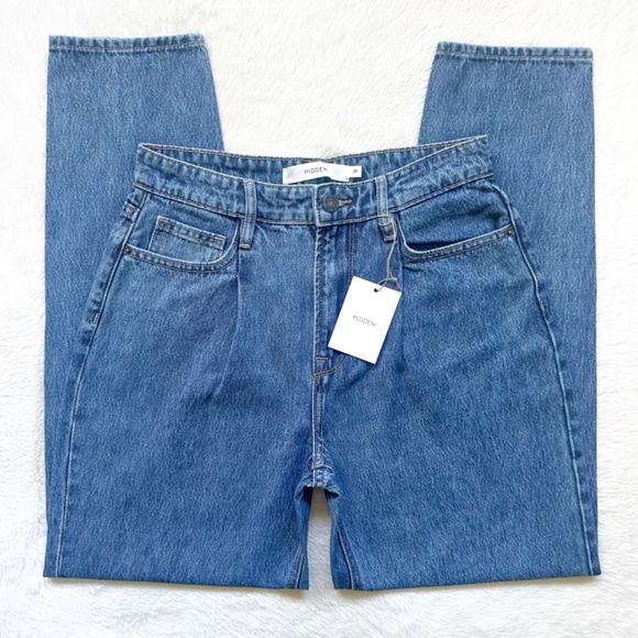 HIDDEN Zoey Tapered Mom High Rise Ankle Crop Acid Wash 100% Cotton Jeans - Picture 2 of 12